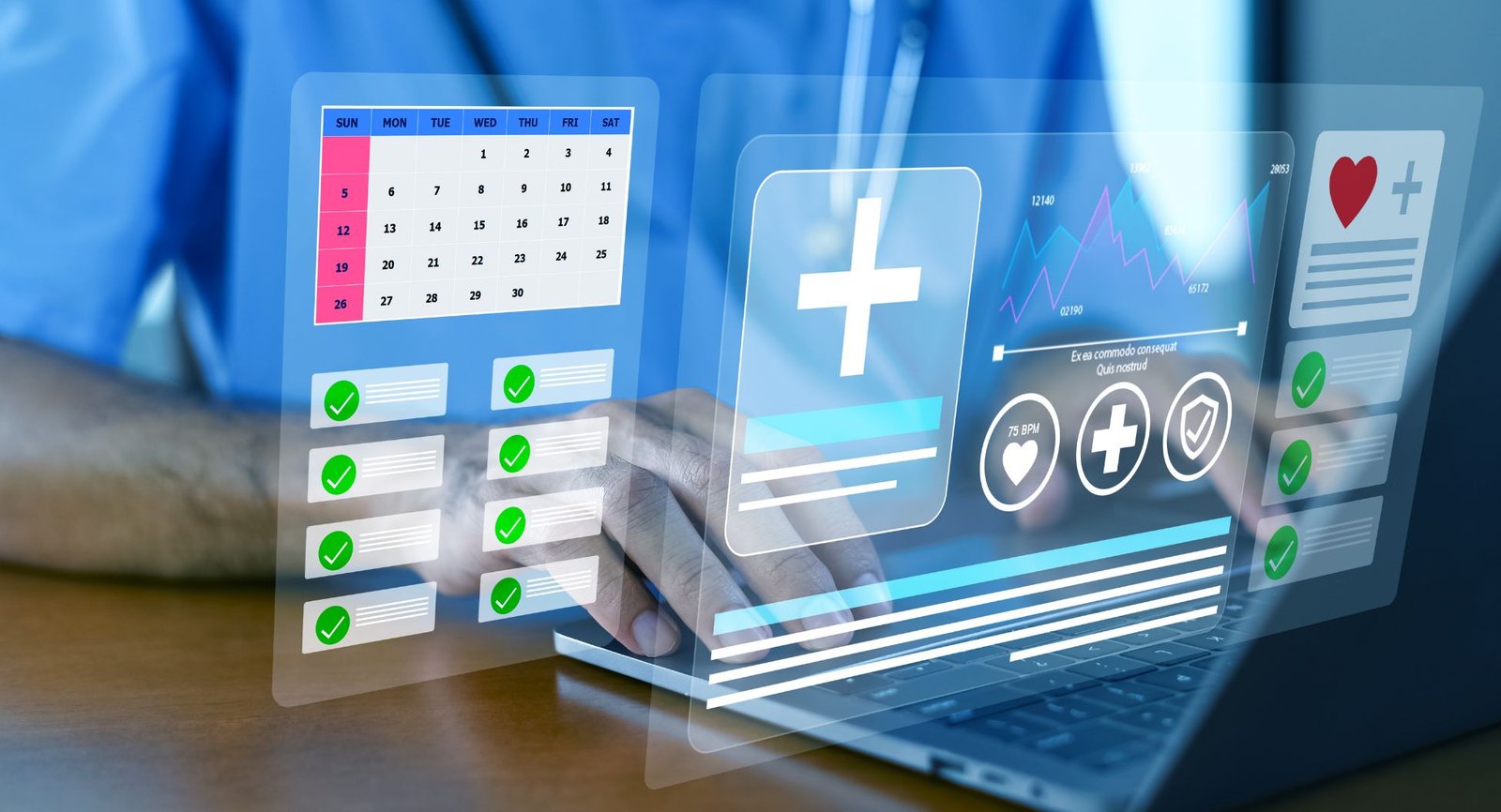 Clinician working across connected hospital systems and medical devices with Connect-IQ
