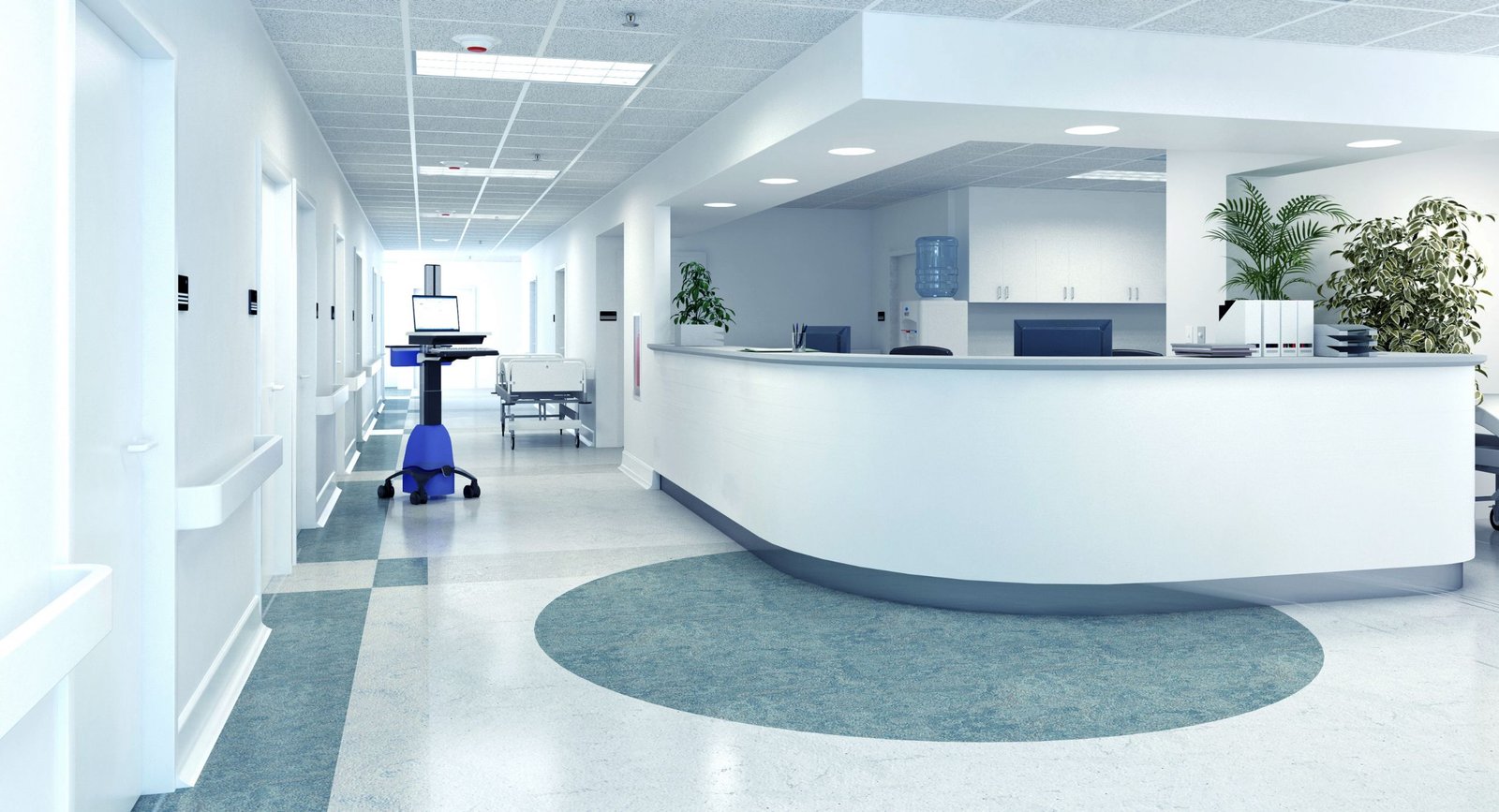 Hospital reception desk running on MED-IQ